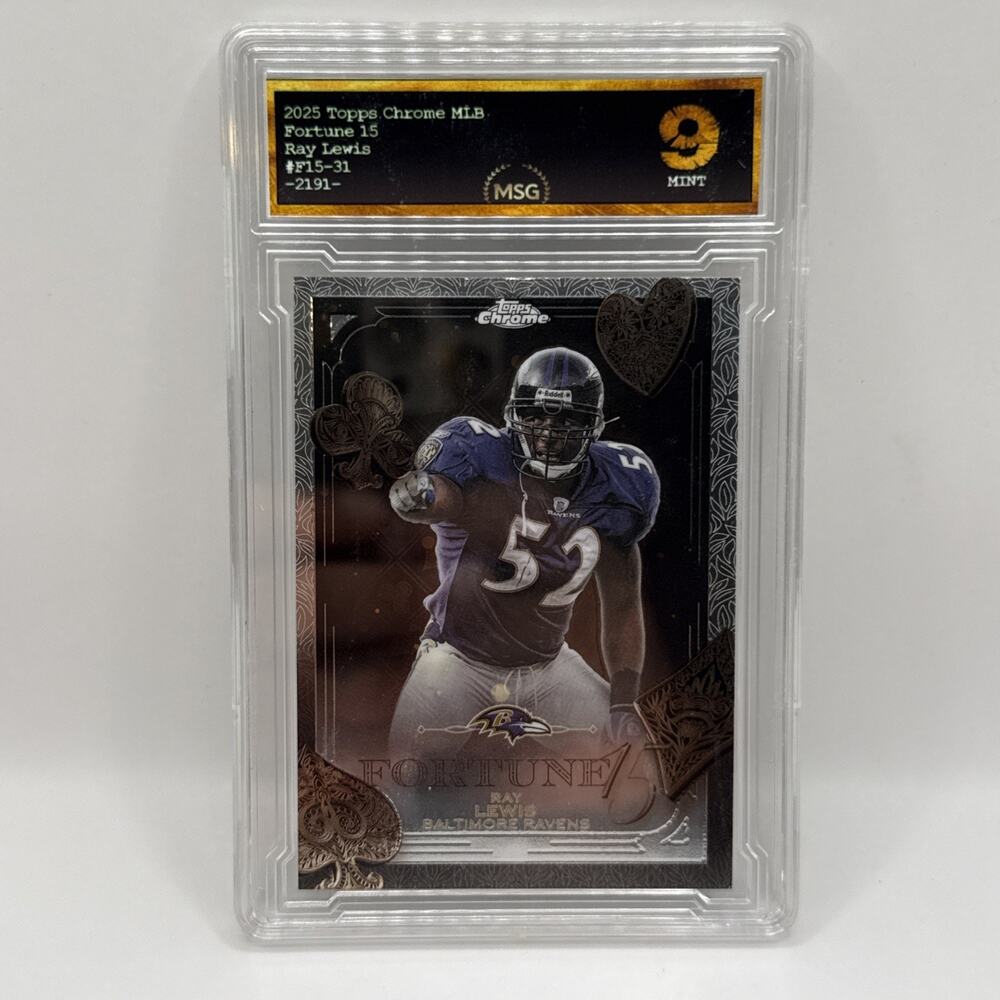 Topps 2015 Chrome Fortune 15 Ray Lewis F15-31 Baltimore Ravens Football Graded 9